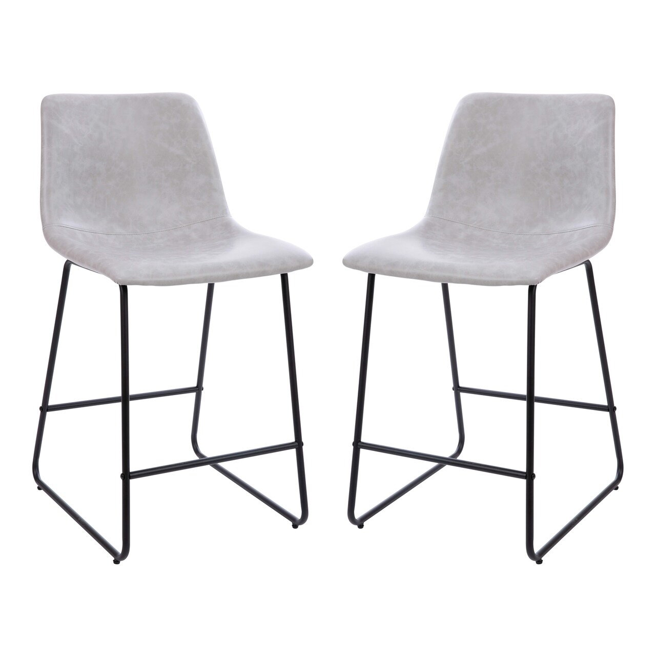 Merrick Lane 24 inch Faux Counter Height Bucket Seat Stools, Set of 2